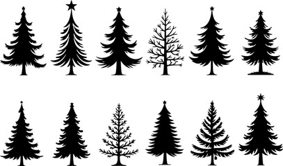 "Christmas Tree Silhouette Set &ndash; Holiday Pine and Fir Vector Collection"