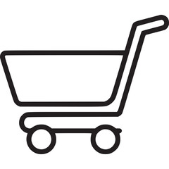 Shopping cart icon for online store, a simple trolley for retail and ecommerce, isolated on white background
