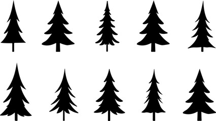 "Christmas Tree Silhouette Set – Holiday Pine and Fir Vector Collection"