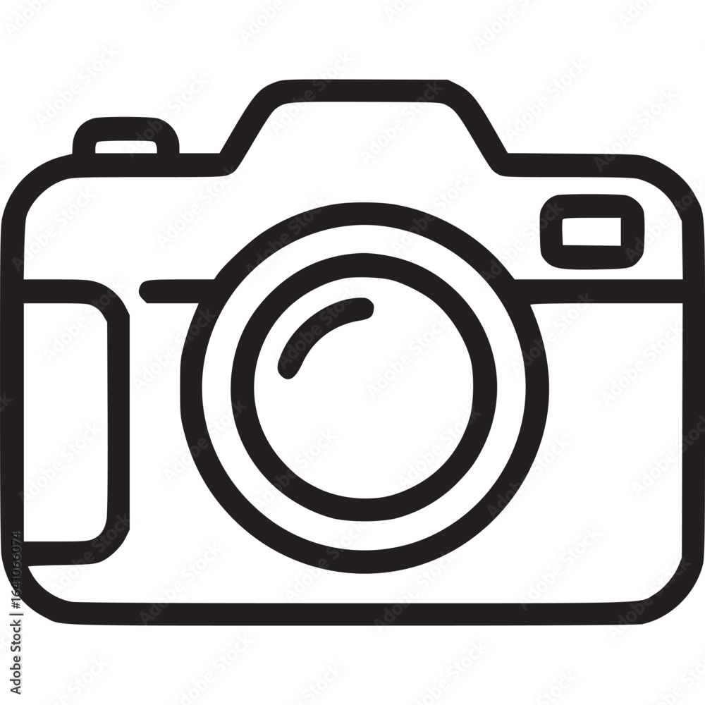 Poster camera icon in outline style, a simple and minimalist design, perfect for photography, image capturi
