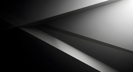 Abstract grayscale image of geometric shapes with light and shadow creating a modern minimalist design