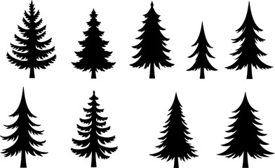 "Christmas Tree Silhouette Set – Holiday Pine and Fir Vector Collection"
