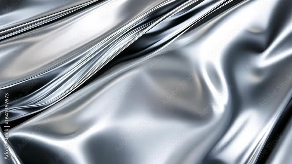 Fototapete Abstract glossy liquid metal background with smooth flowing chrome surface and subtle ripples, creating an elegant and futuristic design element