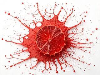 Illustration of red lime with splash isolated on white background