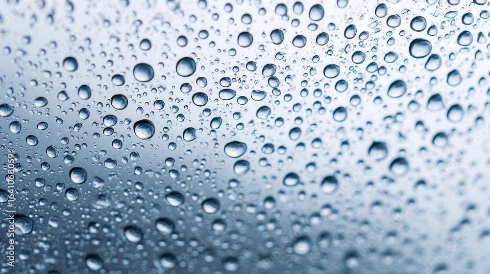 Poster water droplets on a smooth surface: a refreshing and clean aesthetic for design and backgrounds