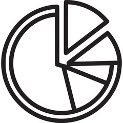 Pie chart icon illustration isolated on white background, representing business data, market share, and financial analysis, a simple and minimal design for presentations