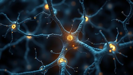 Microscopic glowing neuron receptors shaped like celestial gates clearing amyloid plaques.