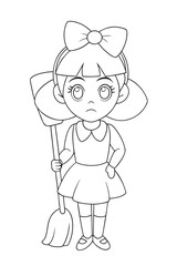 Gretel Thinking How to Escape Outline Vector Artwork