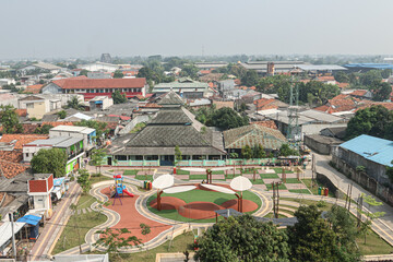 The architectural form of a child-friendly park that has just been completed in a densely populated area. 