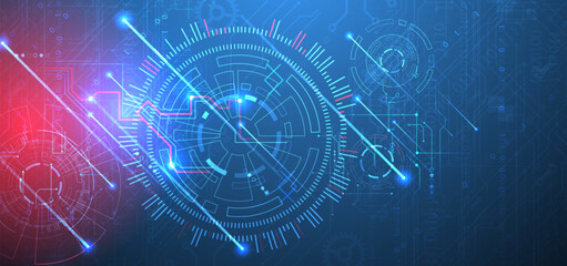 Abstract background. Scientific and technological concept with the use of technical elements formed in the shape of a circle.