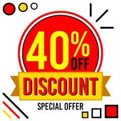 40% off forty percent off 40%off gold, golden, red 40 % off promotion, retail, sale, offer, price, business finance, percentage, buy, clearance, money, marketing, economy, discount coupon, gift card.