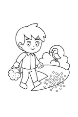 Hansel Dropping Breadcrumbs Path Outline Vector Illustration