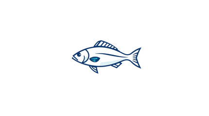 Simple line drawing of a fish, blue outline on white background.