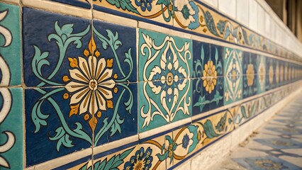 Obraz premium Ornate floral tile wall pattern ceramic mosaic
