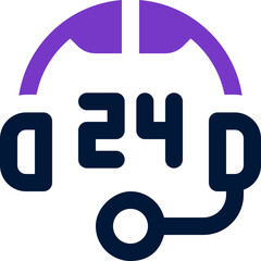 Obraz premium 24 hours support duotone icon. Sleek and modern vector icon for websites, mobile apps, marketing materials, and corporate design. Fully scalable and ready to use.