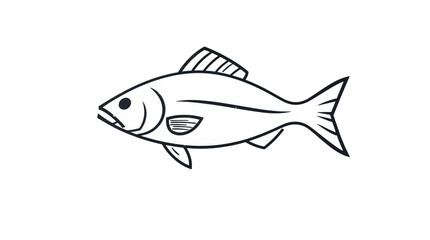 Simple line drawing of a fish, facing left, with fins and scales visible.