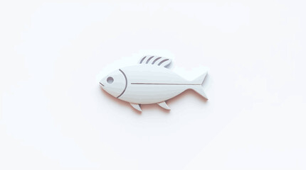 A minimalist silver fish-shaped charm rests on a white background.