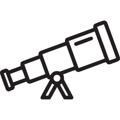 Illustration of a telescope for astronomical observation, isolated on white background, representing science, exploration, and the discovery of distant celestial objects
