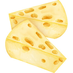 Watercolor Painting of cheeses