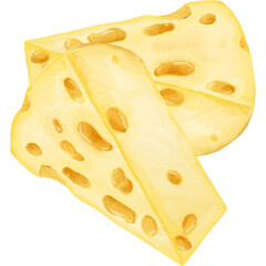 Watercolor Illustration of cheeses