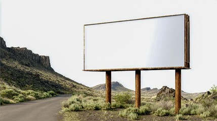 Obraz premium Blank Billboard Mockup in Desert Landscape for Advertising Campaign or Creative Outdoor Design