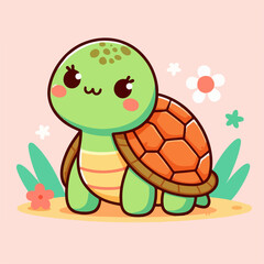 Obraz premium cute turtle flat illustration
