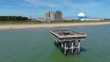 Drone Footage Over Sizewell B Reactor and Electrical Infrastructure in England