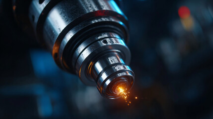 Mechanical Precision: A close-up image of a precisely engineered fuel injector in action, capturing the intricate details and the mechanics