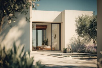 Modern Minimalist Desert Home with Pool and Lush Landscaping