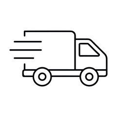 Express Delivery Truck Line Art Vector Icon Isolated on White