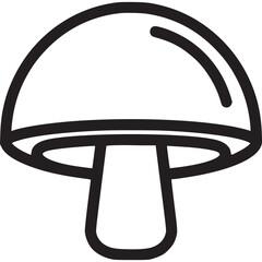 Mushroom icon isolated on white background, a simple and clean line drawing of a fungus, perfect for illustrating nature, food, or healthy eating concepts in a minimalist style