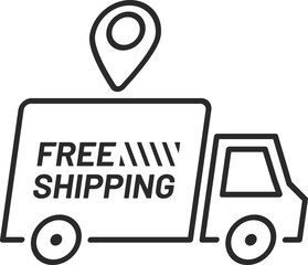 Free Delivery Icon and Fast Delivery Truck Badge With Speedy Car or Clock Icon