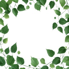 白い背景に緑の葉のフレームを持つミニマリストのボタニカルデザイン