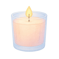 Pastel Watercolor Scented Candle in Glass PNG