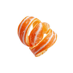 Spiraled Mandarin Orange Peel on Black Background - Vibrant Citrus Texture