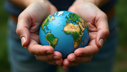 Earth Painted Across Two Human Hands