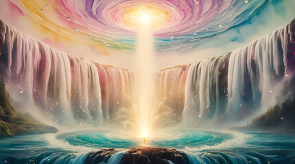 magic fountain in the night