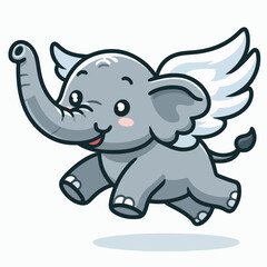 Obraz premium flat illustration of flying elephant