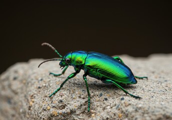 Fototapeta premium Dazzling Emerald Beetle Close-up Photography of a Jewel-toned Insect