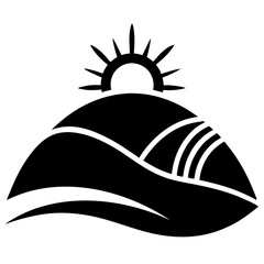 Hill & Sun vector clean black silhouette design white background