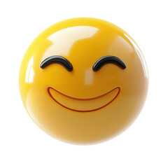 Fototapeta premium Glossy 3d smiley face rendering represents happiness positive emotions and joyful feelings transparent background