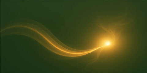 Abstract green background with flowing lines and glowing wave patterns