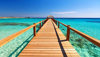 Obraz premium Tropical wooden pier over turquoise water