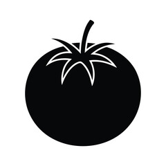 silhouette illustration tomato with stem
