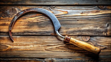 Double Exposure Macro: Sickle Slice on Wood - Flat Lay Product Photography