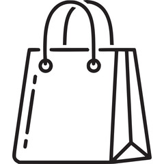 Shopping bag icon vector line art symbol design illustration graphic market retail store purchase paper handle commerce element outline template isolated on white background