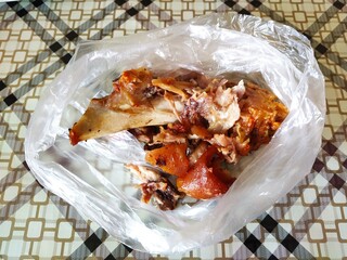 Leftover pork knuckle in the bag