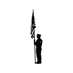 Silhouette of Soldier Holding American Flag Patriotic Image Military Honor Veteran Memorial Day