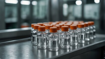 Pharmaceutical vials ready for distribution in modern laboratory setting. Generative AI
