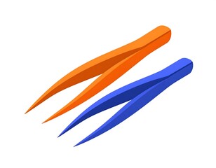 Orange and blue tweezers
